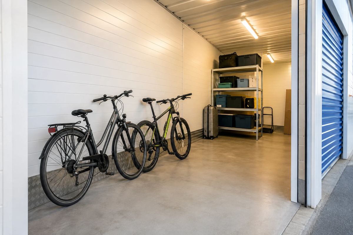 Dwa rowery przechowywane w suchym schowku self-storage w Skierniewicach