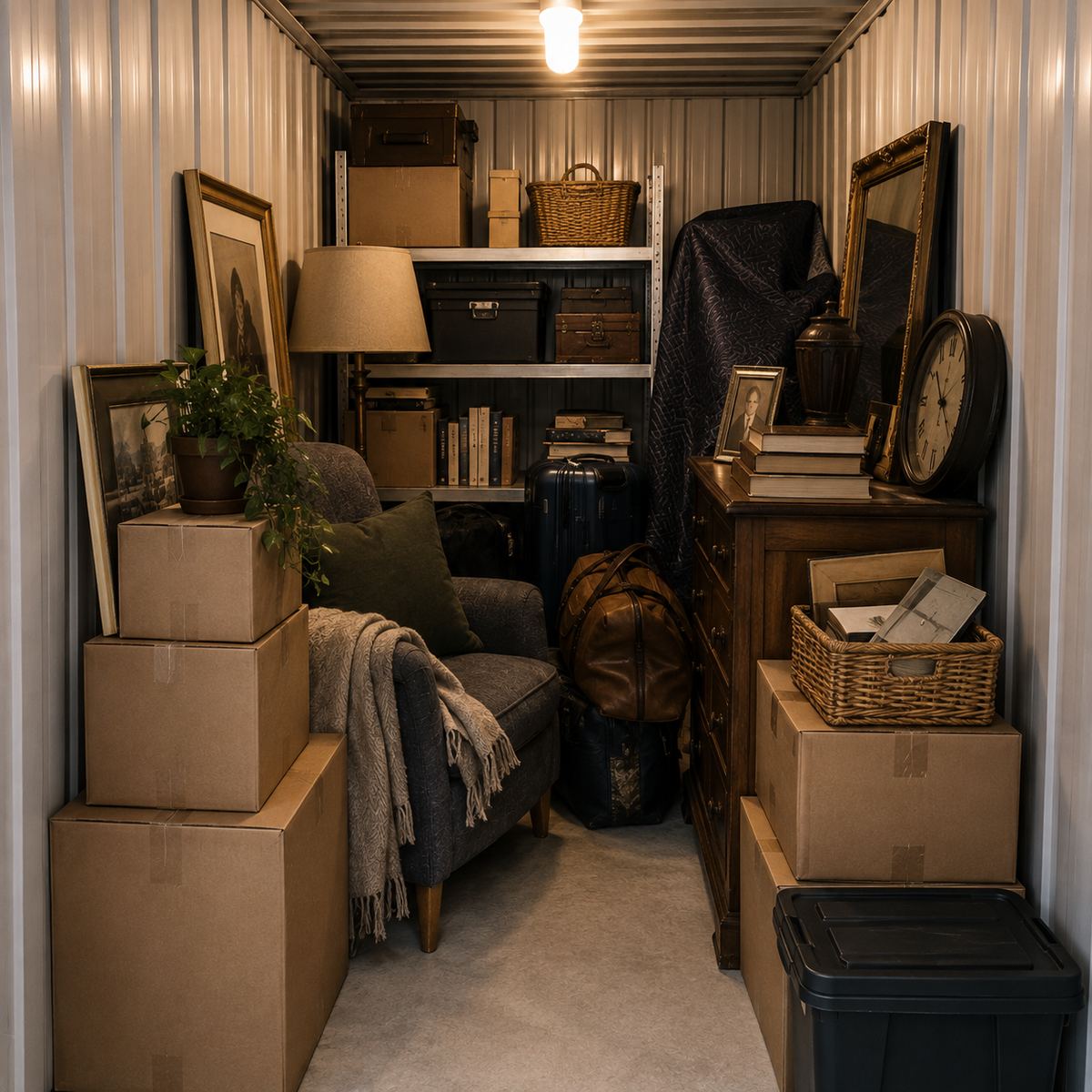 Rodzinne pamiątki i meble przechowywane w schowku self-storage Skierniewice